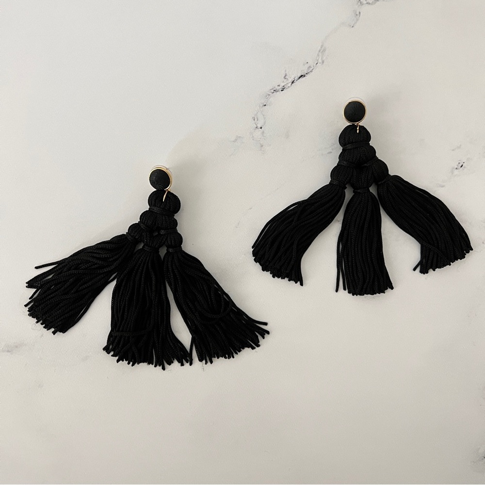 BaubleBar Black Tassel Earrings